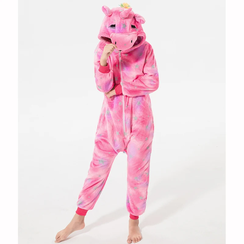 Пижама Кигуруми для мальчиков и девочек пижама в виде единорога комбинезон с