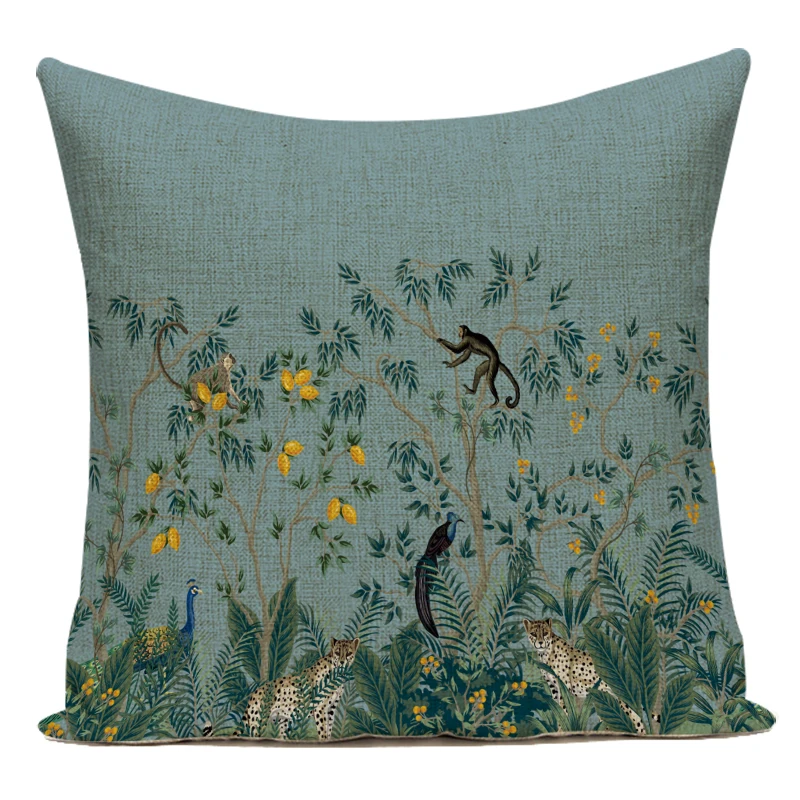 

Винтажный чехол для подушки с цветком в стиле ретро, фламинго, домашняя декоративная наволочка, наволочки для кровати, чехол для подушки с растением джунглей и цветочным принтом Kissen