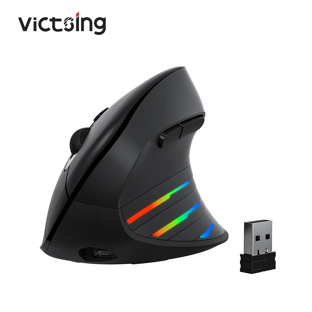Перезаряжаемая эргономичная мышь VictSing RGB легко переключать до 3 устройств