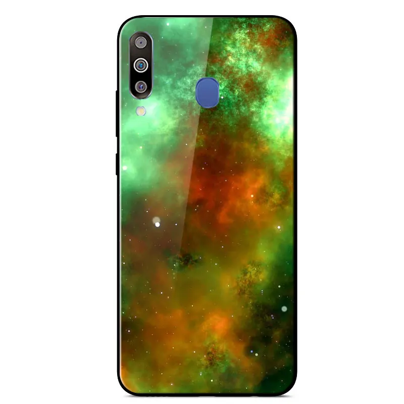 

For Samsung Galaxy M30 Case Mirror Painted Tempered Glass Shockproof Back Cover For Samsung M30 SM-M305F Silicone frame Cover