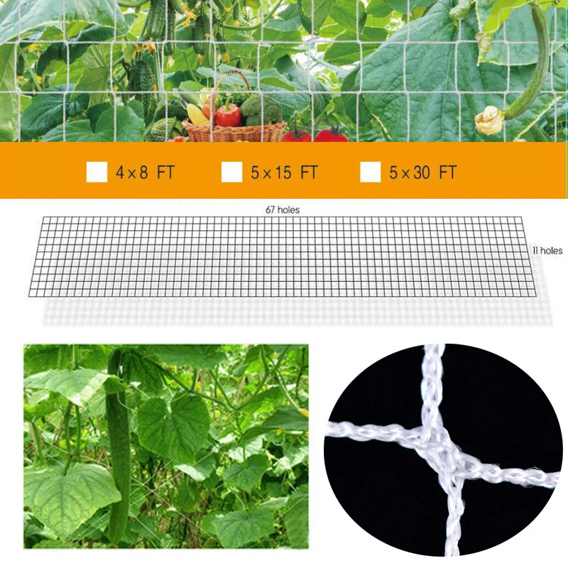 

Lant Support Vine Climbing Net Plant Trellis Netting High Quality Cucumber Vine Grow Holder Garden Accessories Mesh 2.7/5/10m