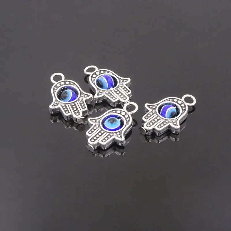 

10pcs Hamsa خمسة‎ khamsah Fatima's hand Metal Muslim Charms Pendants Ornaments Beads for Bracelet Earrings Jewelry Making Gift