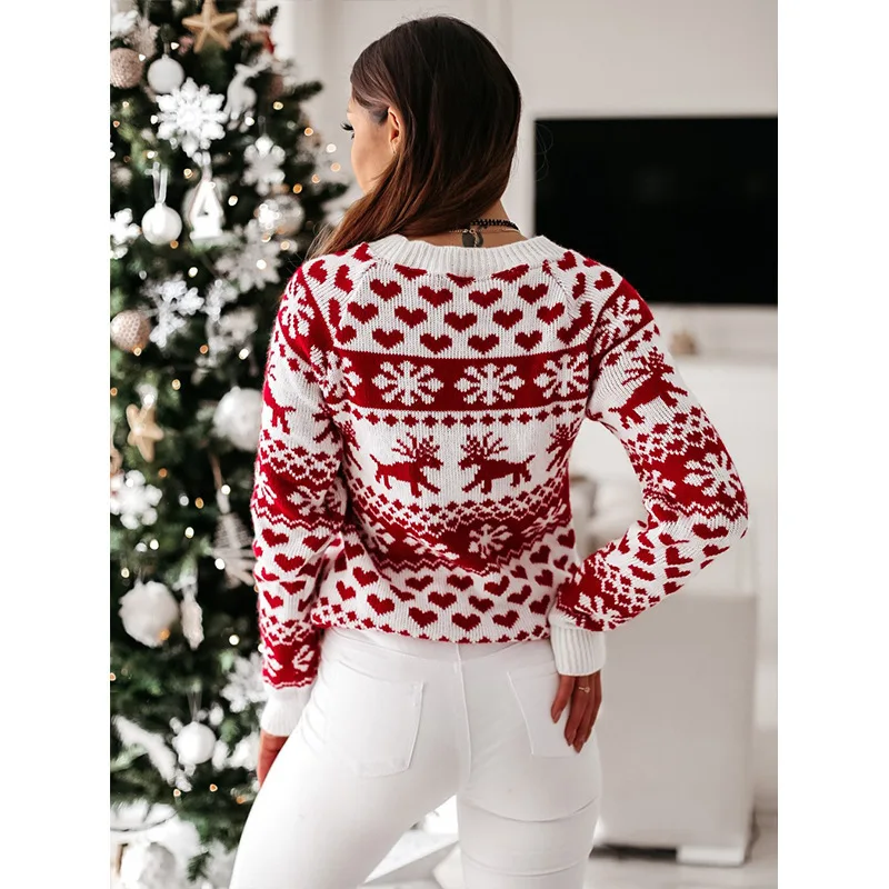 

Autumn and winter new women's clothing Christmas Elk Long Sleeve Knitted Sweater