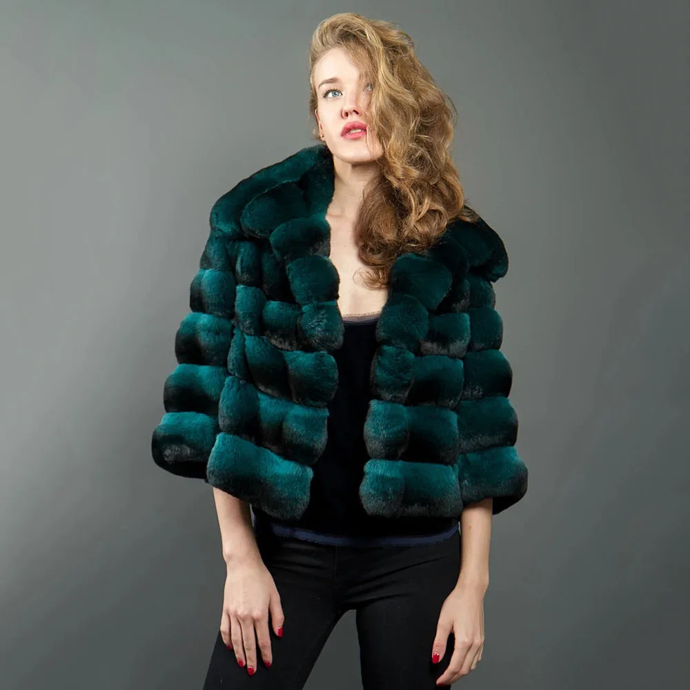 TOPFUR Natural Real Rex Rabbit Fur Coat Women Winter Luxury Fur Collar Jacket 2020 Thick Warm Fashion Chinchilla Fur Female
