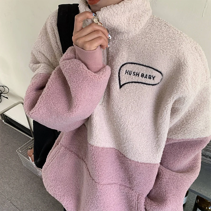 

Модный Универсальный пуловер ZOGAA из овечьей шерсти свободного кроя с воротником-стойкой, зимняя теплая кашемировая Толстовка для отдыха, од...