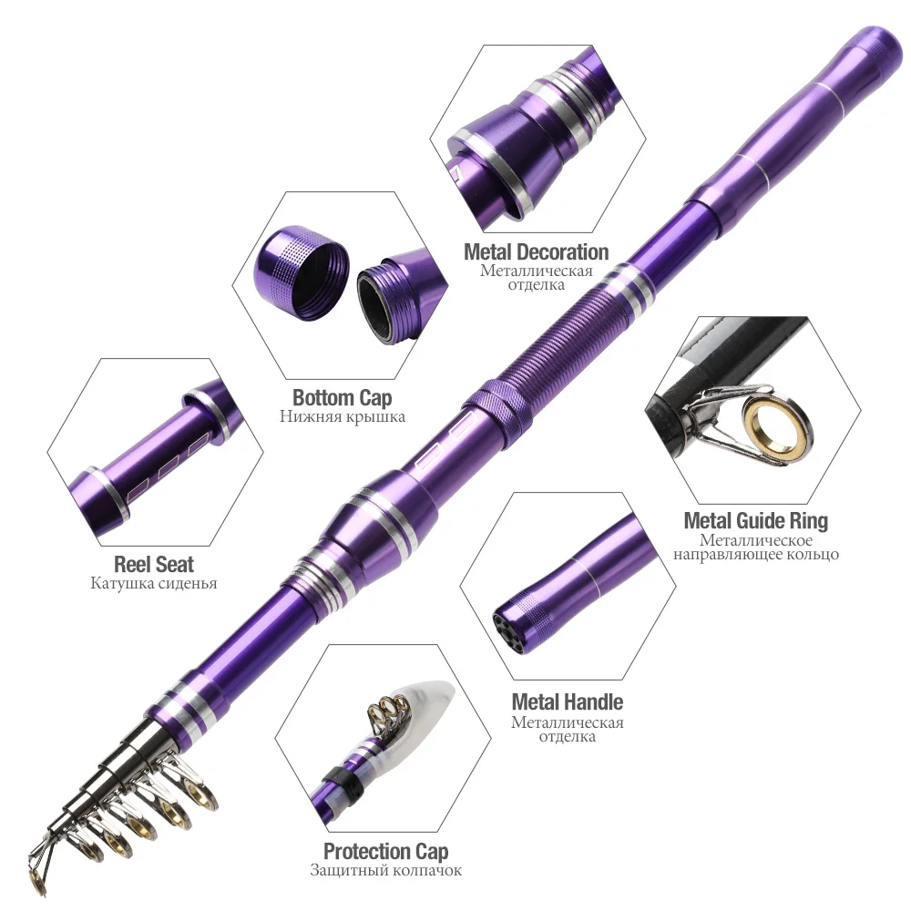 DONQL Spinning Fishing Rod Telescopic 1.8m-3.0m Carbon Fiber Ultrashort Fish Travel Portable Sea Pole Tackle | Спорт и развлечения