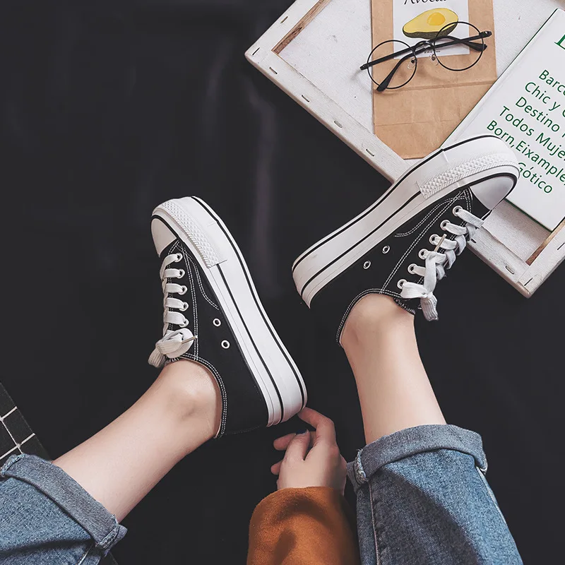 Новинка 2020 парусиновая обувь женская на толстой подошве женские кроссовки