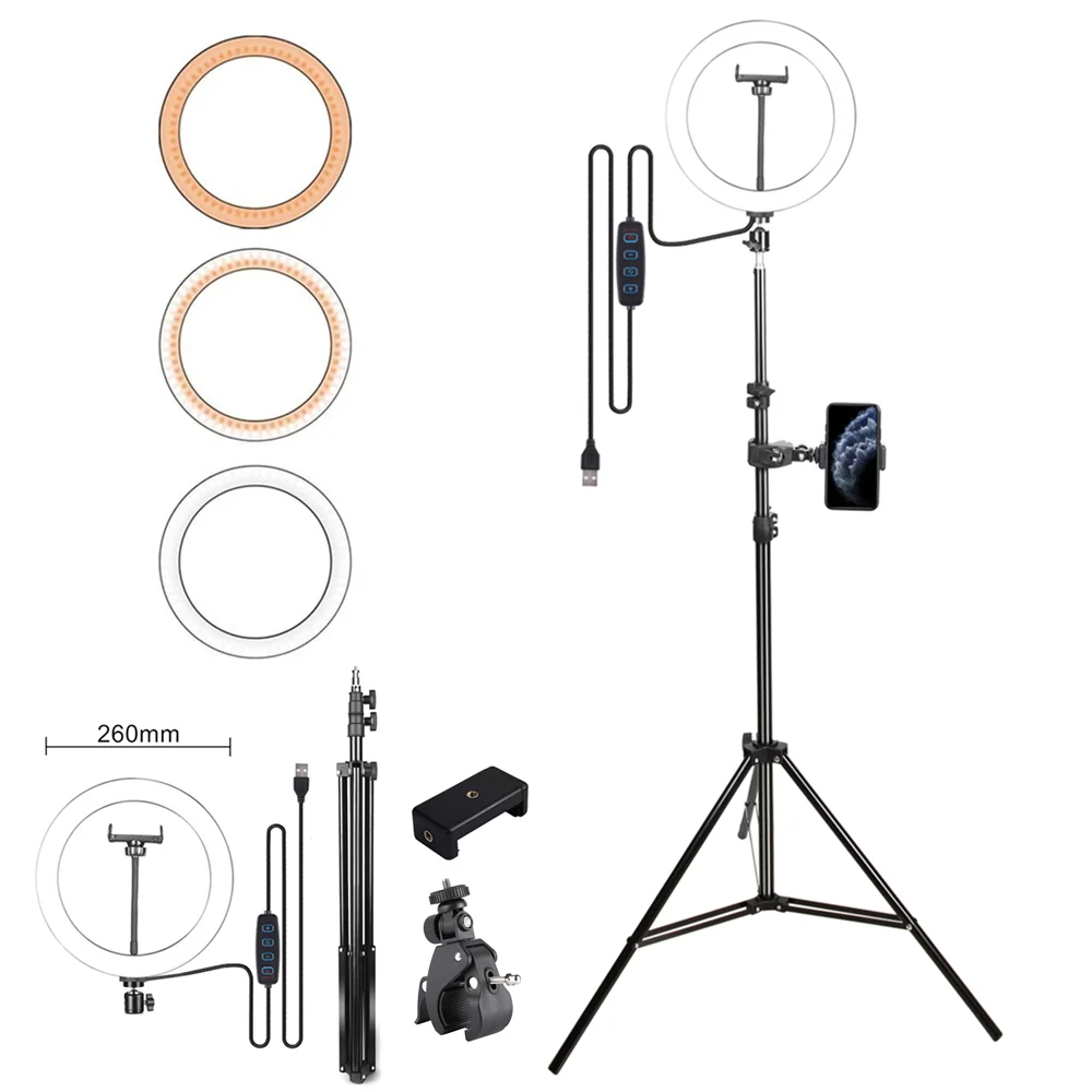 

LED Ring Light Photography Lighting Selfie Lamp Lights USB Dimmable With Tripod For Mobile Phone Makeup Smartphone Ringlight