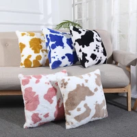 cow pattern pillow case soft plush autumn winter warm 4444cm creative geometric household decorations cushion cover for sofa