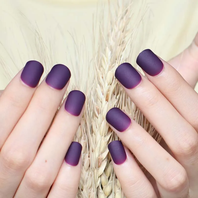 Последняя Мода Твердые накладные ногти матовые Короткие квадратные головы 24 шт