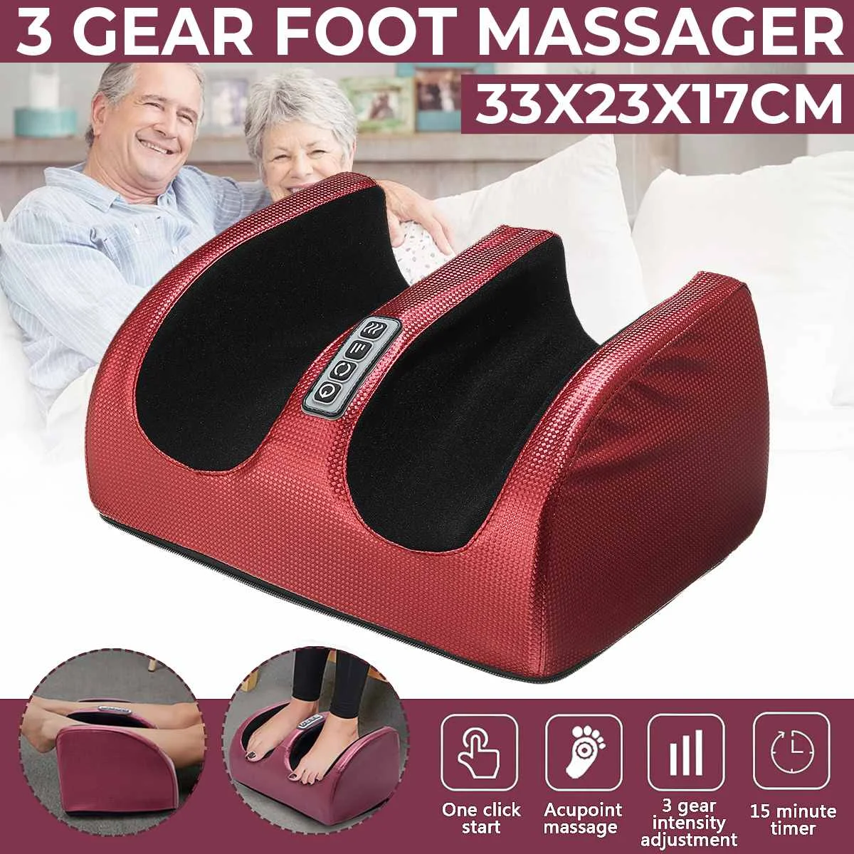 

NEW Electric Heating Foot Massager Machine Muscle Relaxation Leg Massager Kneading Blood Circulation Heat Therapy Women Men Gift