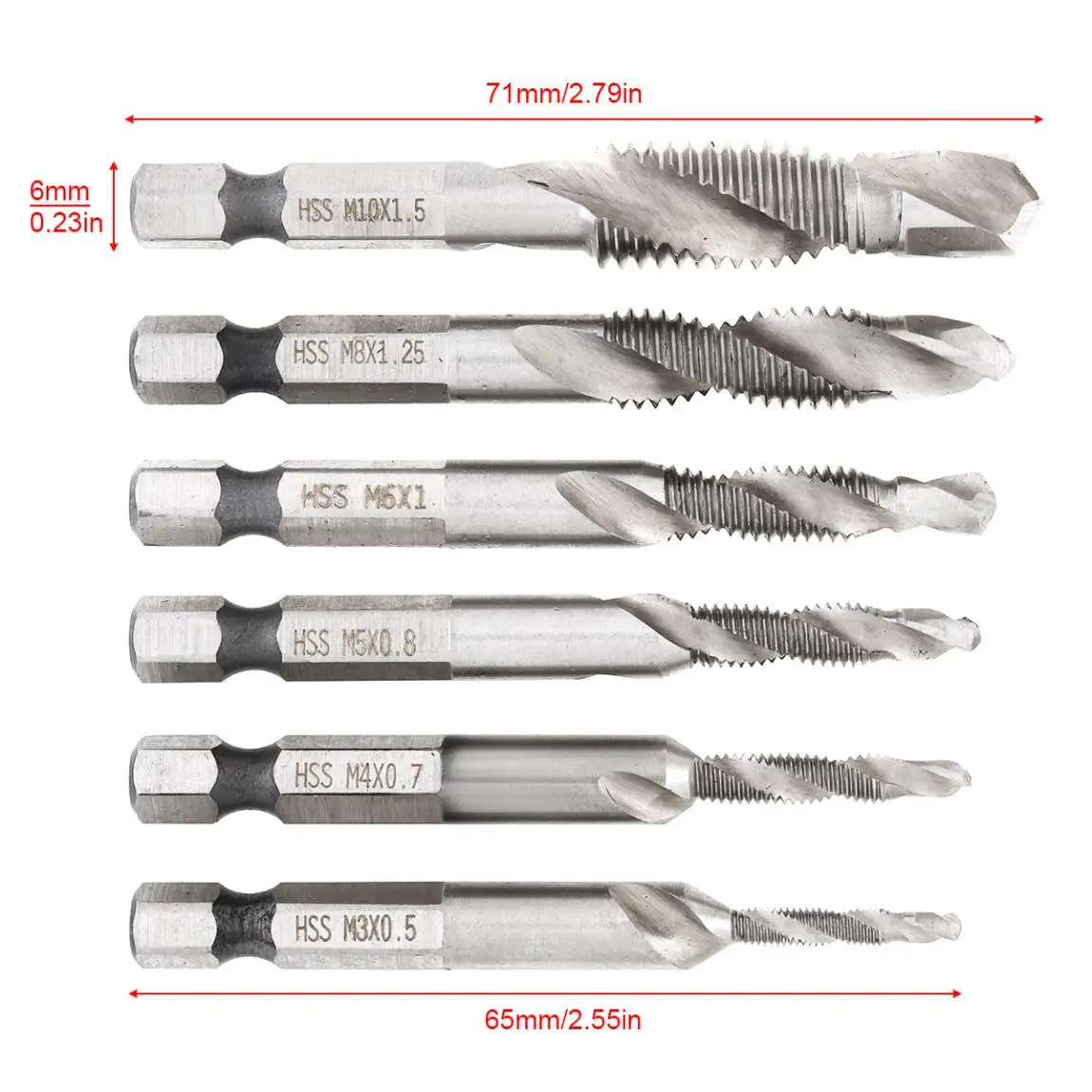 6 шт./лот шестигранный хвостовик из быстрорежущей стали винтовая резьба
