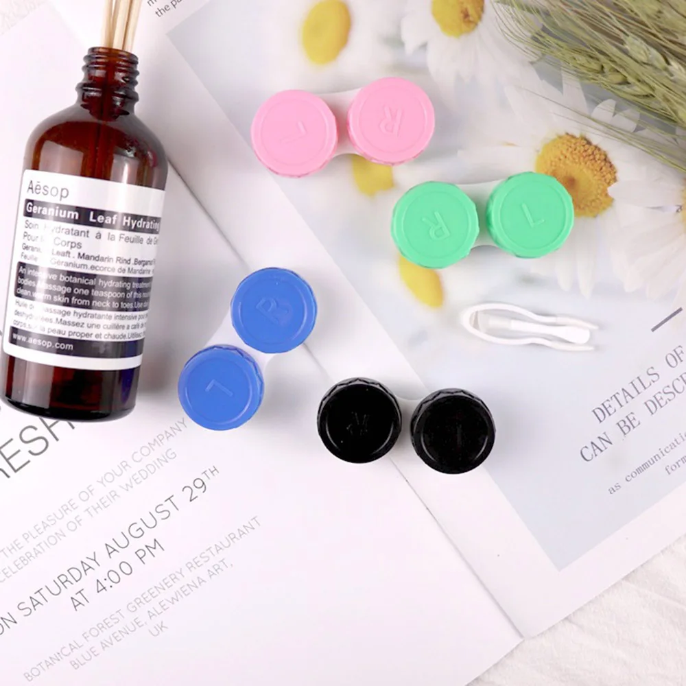 Новый цветной чехол для контактных линз с зеркалом Женская цветная коробка