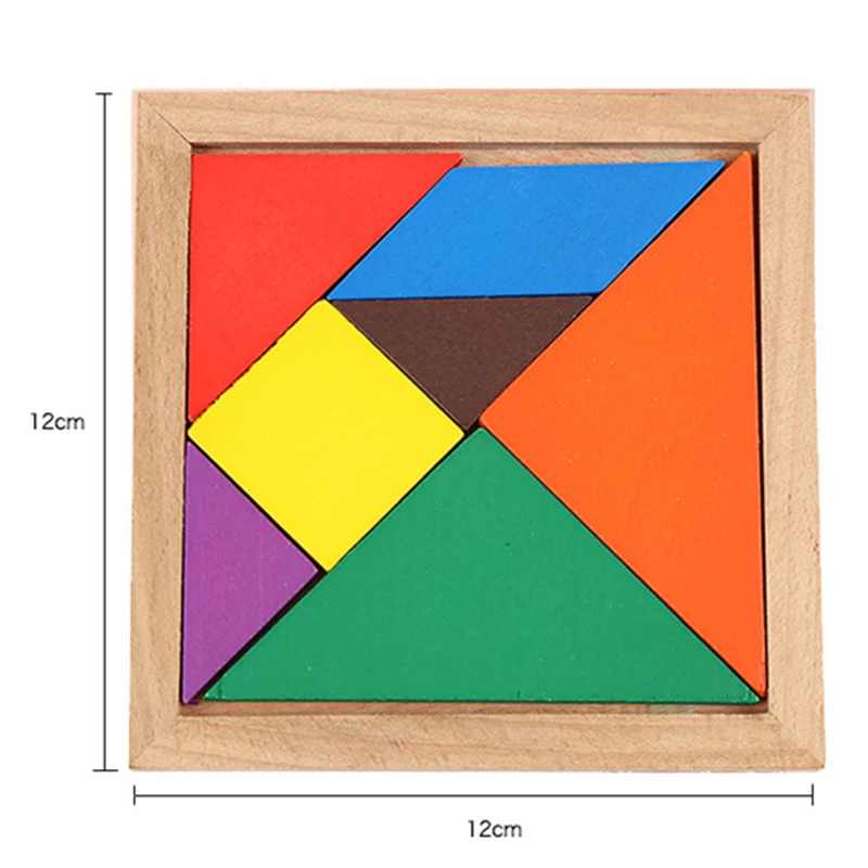 1Pc Montessori Wooden Tangram 7 Piece Jigsaw Puzzle Colorful Square IQ Game Brain Teaser Intelligent Educational Toys for Kids images - 6