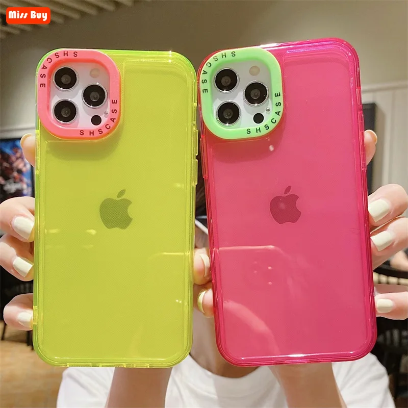 

Contrasting Color Transparent Photo Frame Push the Window Case for iPhone 13 12 11 Pro max Mini X XR XS Max 7 8 6 6s Plus Cover