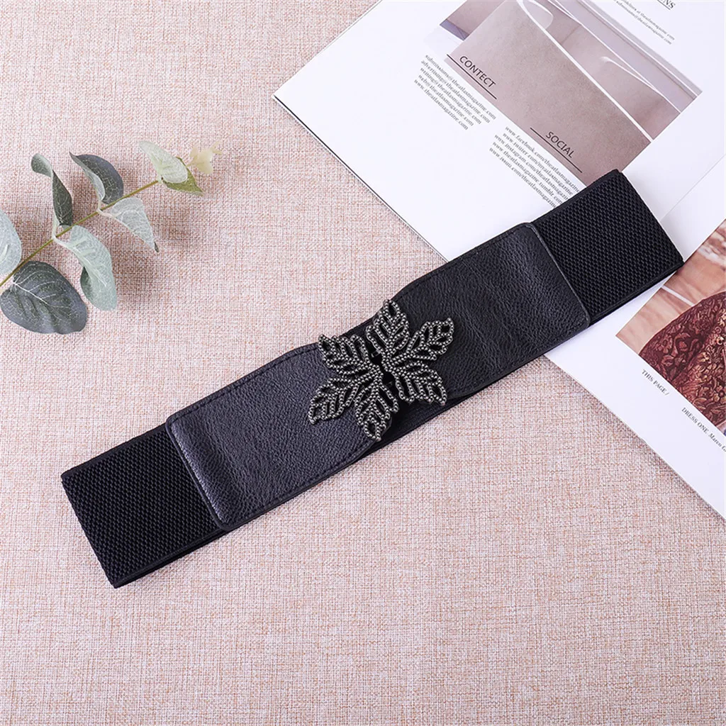 Женский эластичный ремень с резьбой в виде листьев новый дизайн винтажные ремни