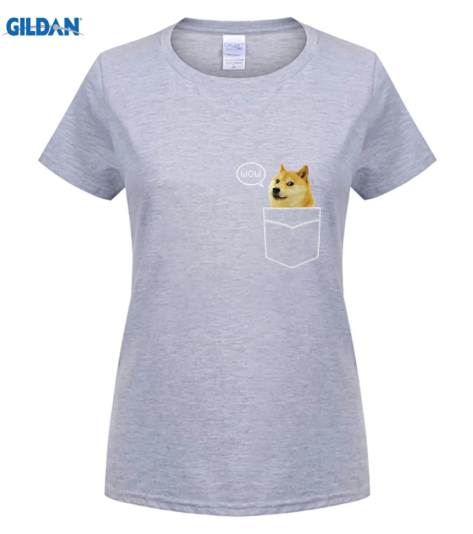 Шиба ину футболка Pocket Doge такая Wow Dank Pixel милая собака футболка Летняя мужская футболка с коротким рукавом - Цвет: women Light grey