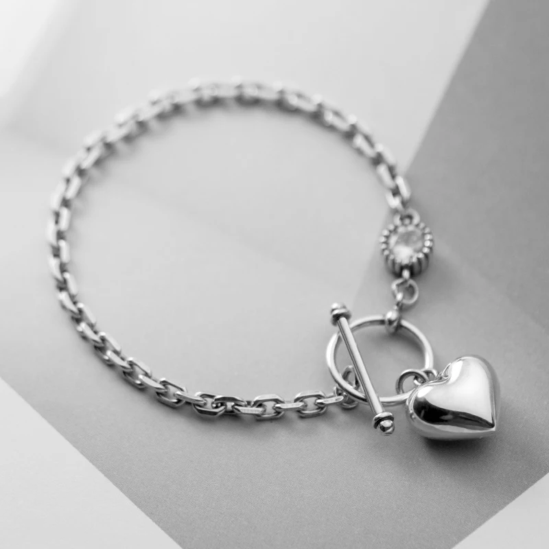 Colusiwei Vintage 925 Sterling Silver Sparkling CZ Love Hearts Round Chain Charm Bracelet Bangle for Women Original Jewelry | Украшения и