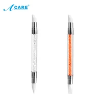 acare dual ended nail art silicone sculpture pen 3d carving diy glitter powder liquid manicure dotting brush nail tips tool