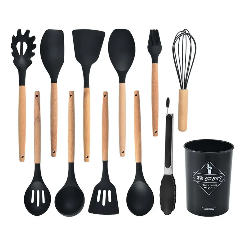 

11PCS Silicone Kitchenware Cooking Set Heat Resistant Kitchen Non-Stick Cooking Utensils Baking Tools With Storage Box