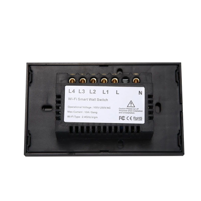 

Us Wifi Smart Switch 4 Gang Smart Wall Press Light Switch Works With Alexa Google Home Mini Ifttt Smart Life Tuya App(Black)