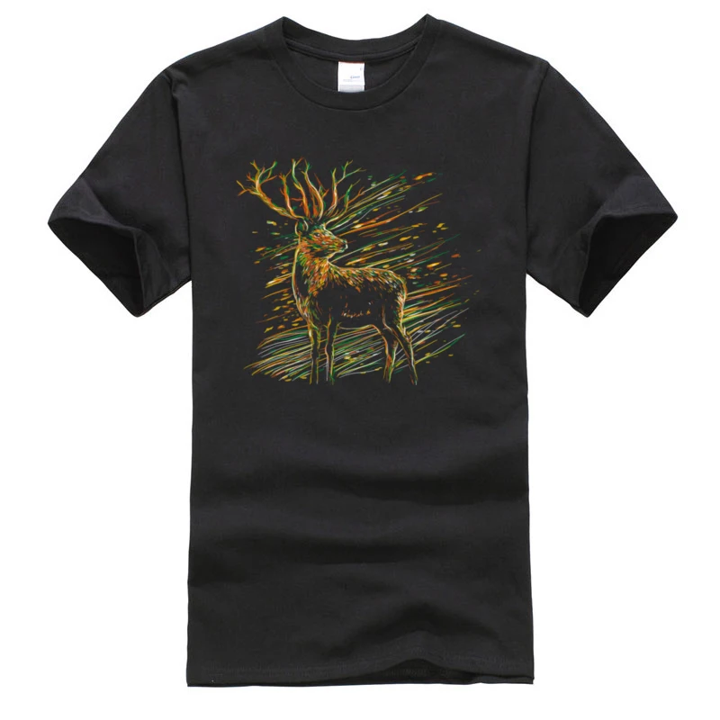Мужская футболка с короткими рукавами и круглым вырезом принтом оленя
