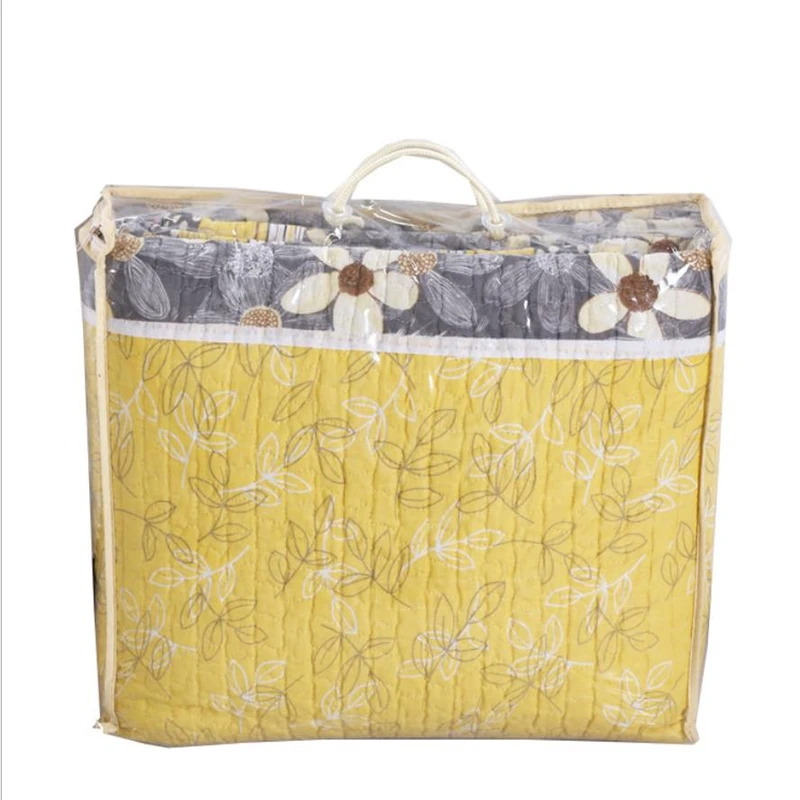 Серое покрывало для кровати с принтом + 2 наволочки желтое одеяло в американском и