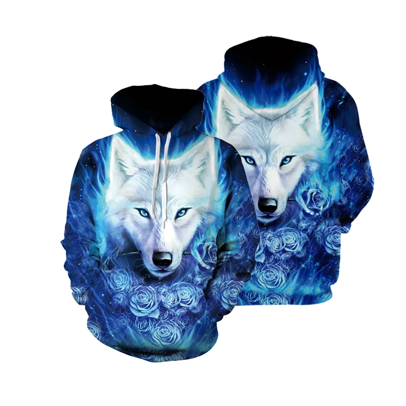 

Толстовка мужская с капюшоном, свитшот с 3D Цифровым принтом снежного волка, повседневный удобный пуловер, весна-осень