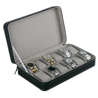 12 slots pu leather watch boxes storage organizer box luxury jewelry bracelet watch display holder black case box