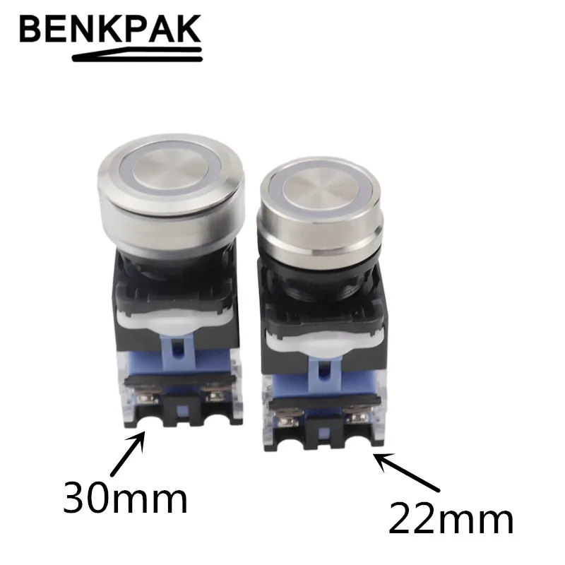 Flat Push Button Switch Automatic lock latching / Momentary self-reset1NO1NC 22mm 30mm LA38 | Обустройство дома