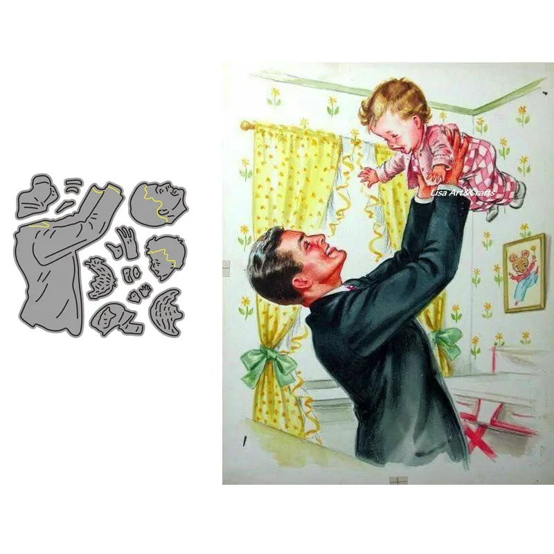 Счастливый Семья умирает отец и детские металлические пресс формы трафарет для