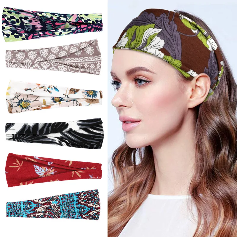 

Fashion Print Women Girls Hair Accessories Headwear Bandage Yoga Running Hair Bands Headbands Headwrap Sports Safety Headband