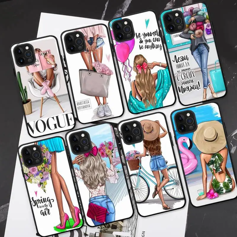 

VOGUE Princess Girl Phone Case For iPhone 13 11 8 7 6 6S Plus X XS MAX 5 5S SE 2020 XR 11 pro DIY Funda
