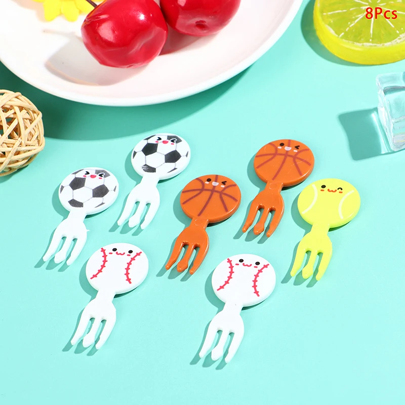 

8Pcs Mini Football Sport вилка для фруктов с персонажем из мультфильма закуска пирог десерт пищевая зубочистка
