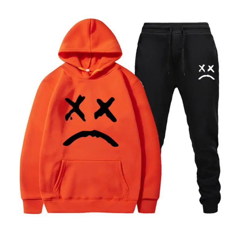 

Winter Hoodie Sets Men Fashion Fleece Red Hoodies Black Brand Pants Casual Jogger Suit Tracksuit Sweatshirt Woman Pullover
