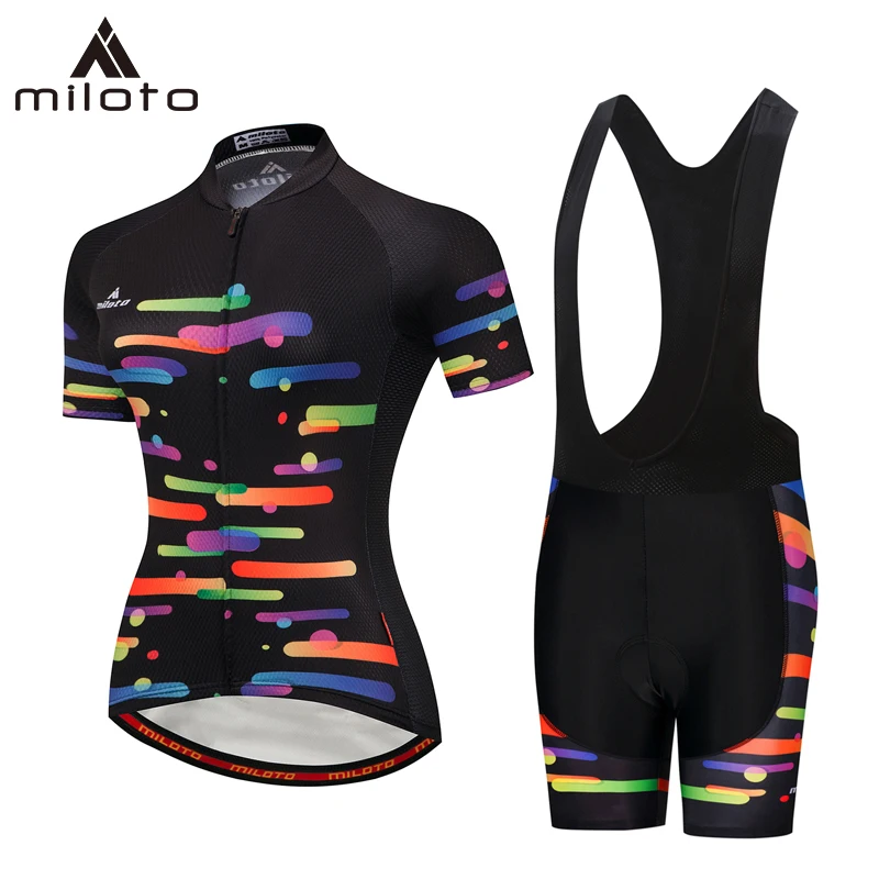 

Miloto Women Summer cycling jersey Set Mountain bike clothes Ropa ciclismo bib short bicycle wear Short Sleeve cycling suits