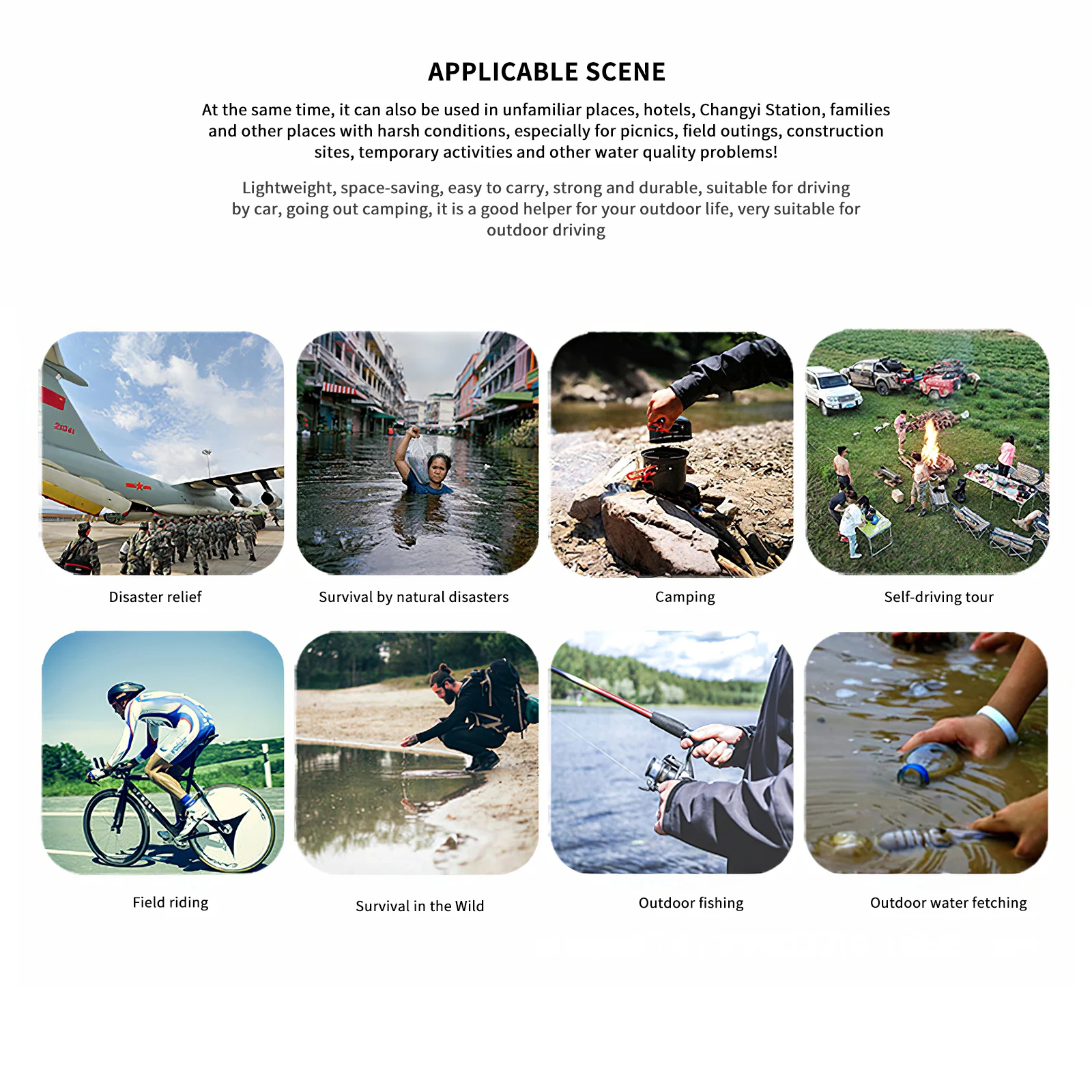 

Silicone Outdoor Water Purifier Portable Survival Filter With Straw For Camping Fishing Hiking