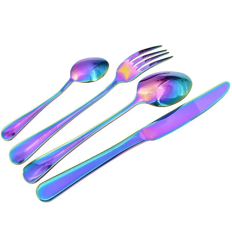ABSS-16 Pcs Tableware Set Colorful Romantic Dinner Rainbow Flatware | Дом и сад