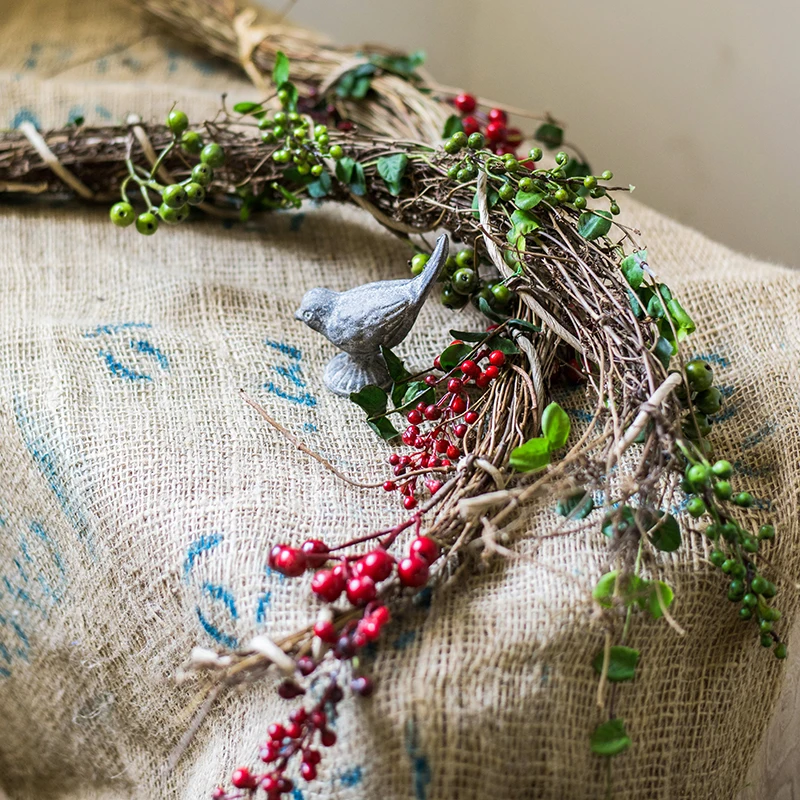85cm length Rattan garland artificial plants leaves berry red peas branches wedding celebration christmas decoration