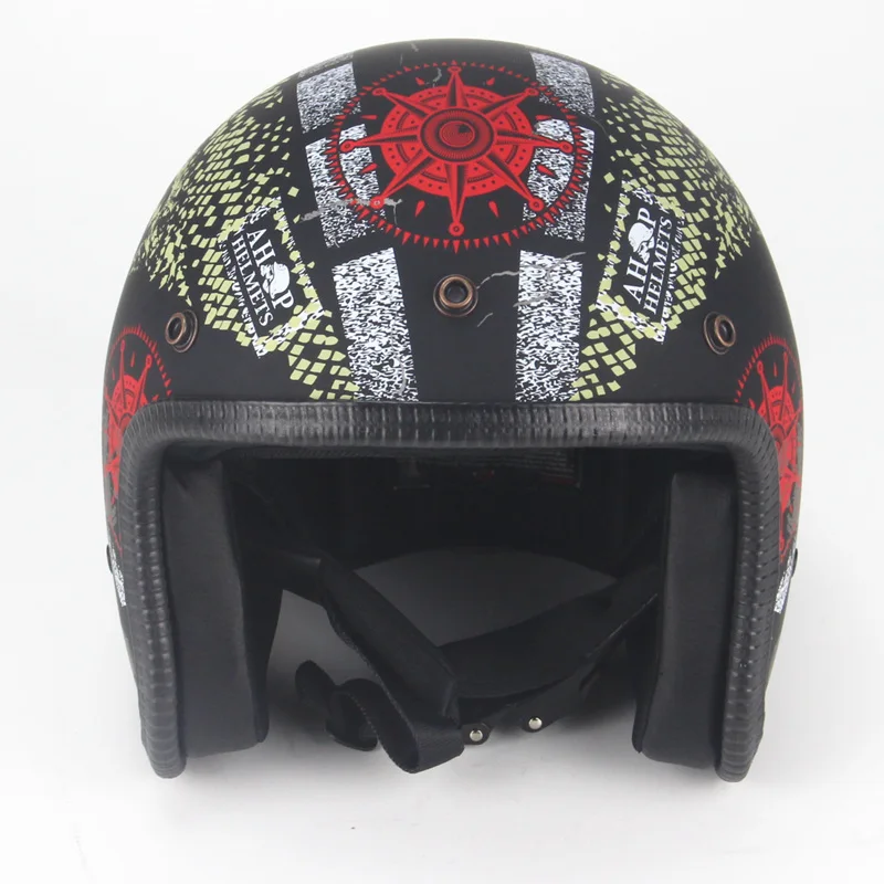 Мотоциклетный ретро-шлем с открытым лицом 3/4 велосипедный Чоппер Круизер