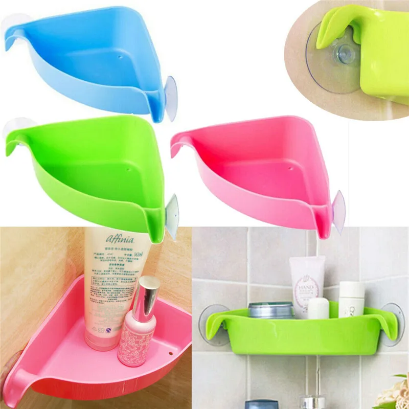 Новый присосочный держатель для хранения ванных принадлежностей, пластиковый угловой стеллаж, крепится на стену, полка для душа, горячий спрос.