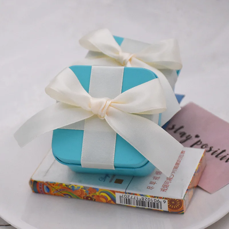 6 шт с креативным бантиком Свадебная конфетная коробка из нержавеющей стали