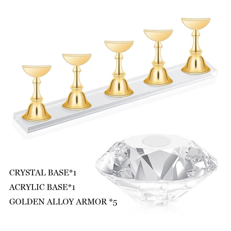 

New Magnetic Nail Holder Display Stand Acrylic Crystal Holders Alloy False Nail Tip DIY Manicure Practice Tools