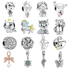 Новый замок ключ Снежинка перо жемчуг Висячие бусины для мальчиков и девочек подходят к оригинальным шармам Pandora серебряный цвет браслеты DIY женские ювелирные изделия