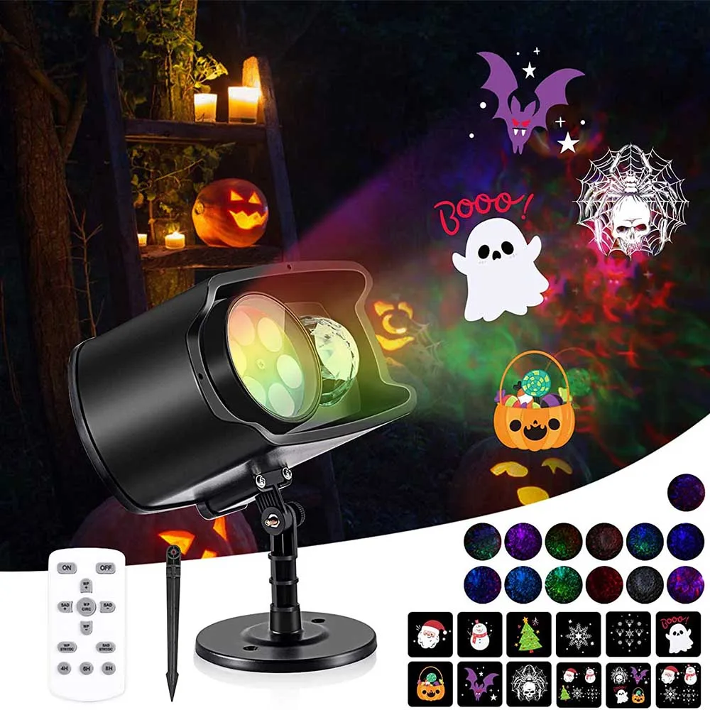 

Christmas Decoration Double Head Projection Lamp Water Pattern Lamp LED Christmas Halloween Atmosphere Lamp