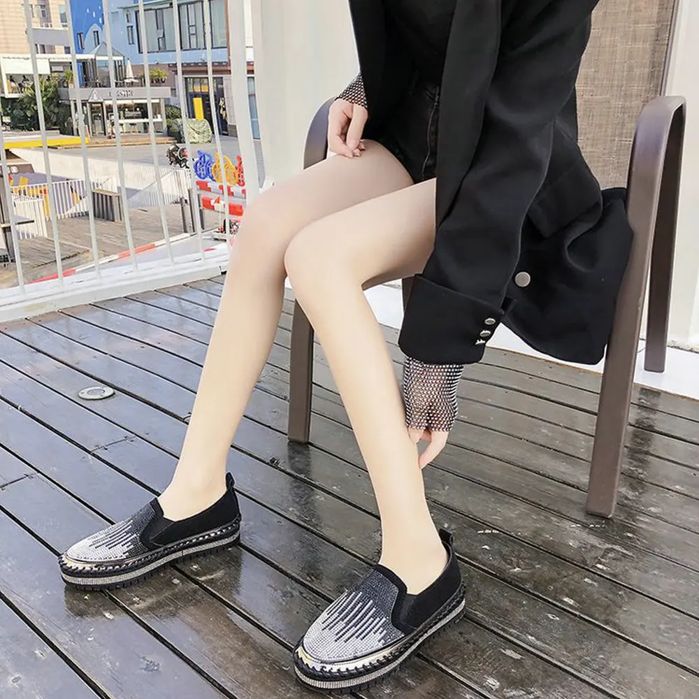 

Женские туфли на толстой подошве, с блестками, без застежки