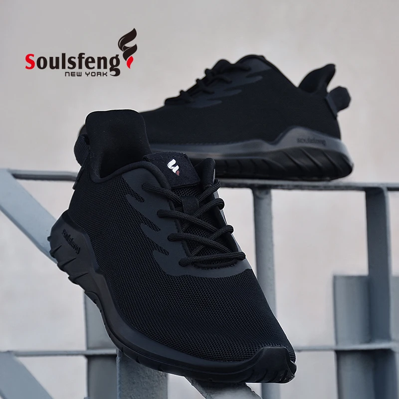 Soulsfeng 2021 Original Winter Summer Dual-use Running Shoes Non-slip Lightweight Shock-absorbing Black Knitted Sneakers