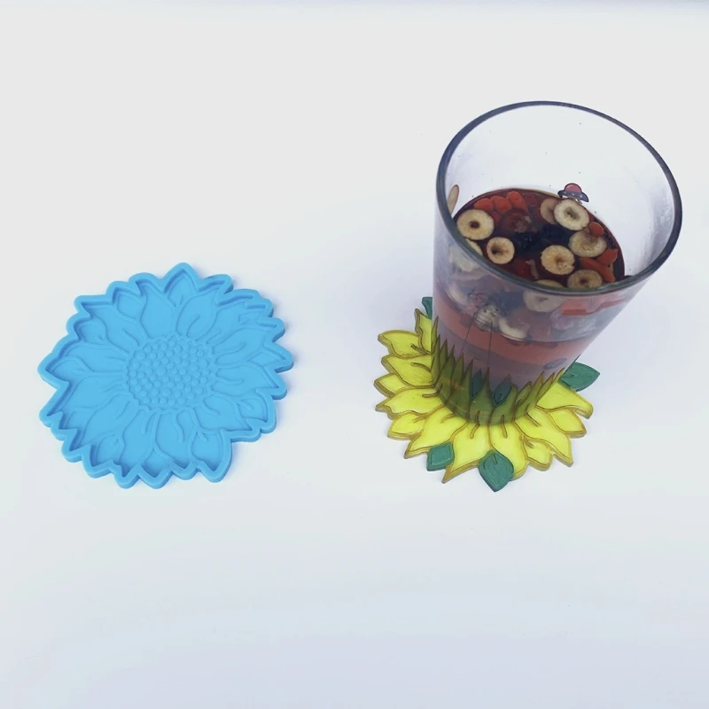 

3 Pcs Flower Coaster Epoxy Resin Mold DIY Crafts Decorations Casting Tools Cup Mat Silicone Mould