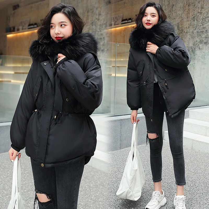 jacket winter with big fur collar winter coat women parkas Loose Clothes with Hats Large Size winter clothes women  woman jacket