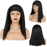 16 24 inch long straight headband wigs heat resistant synthetic hair wig machine made wig for black women